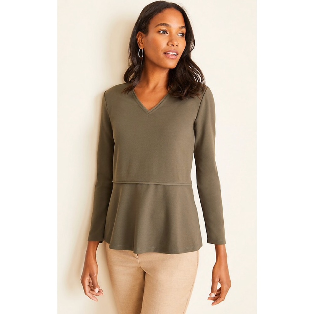 NWOT Ann Taylor Green Peplum Top